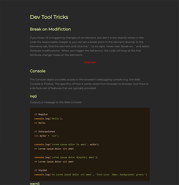 Dev Tools Tricks