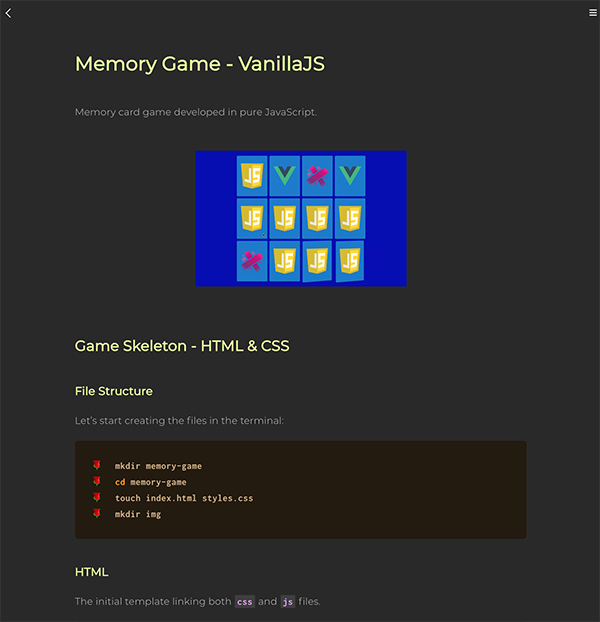 Memory Game in Vanilla JavaScript